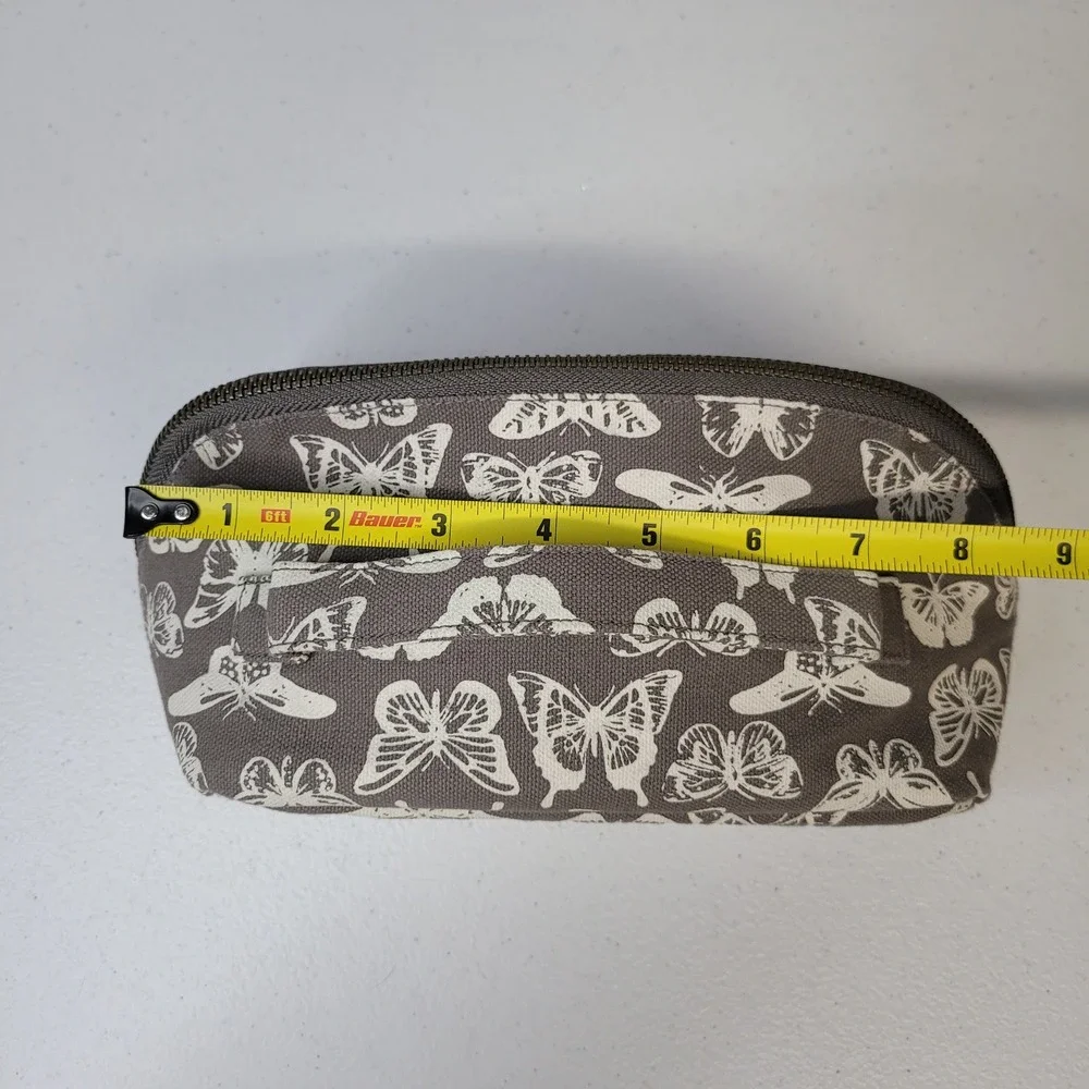 Karma Gifts Butterfly Canvas Cosmetic Bag Grey White Travel‎ Toiletry Pouch